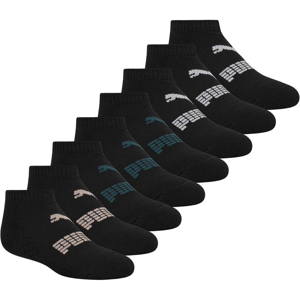 image:imagePUMA Kids Low Cut Extra Cushion amp Arch Support Socks 8PackBlackIced CoffeeGreen Moon