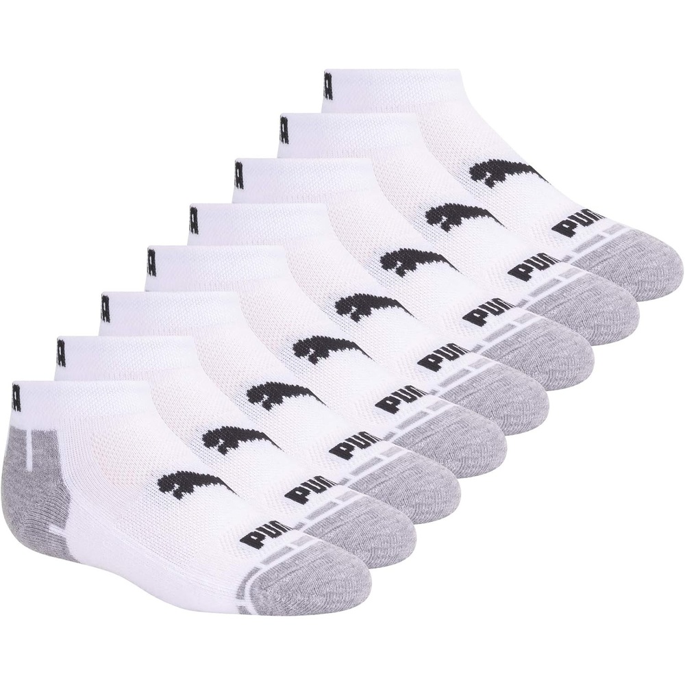 image:imagePUMA Kids Low Cut Extra Cushion amp Arch Support Socks 8PackWhiteGray
