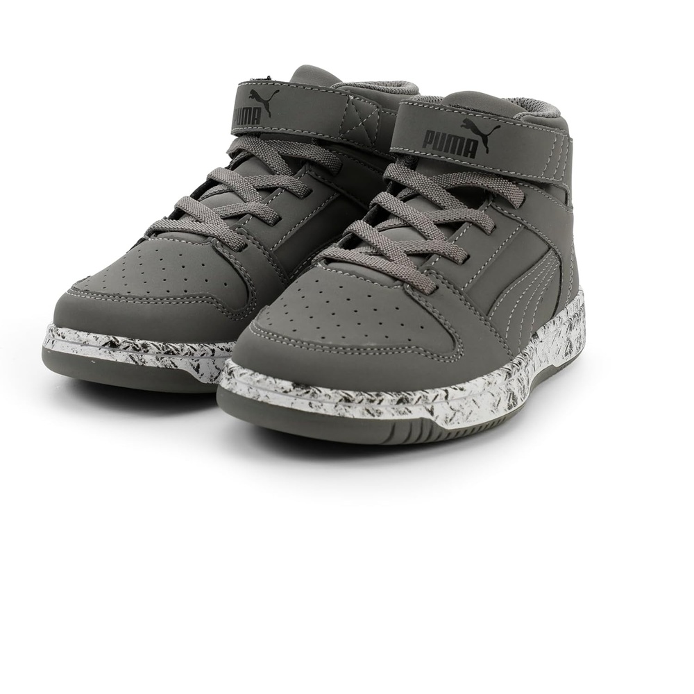 image:imagePUMA Kids Rebound Layup Mid Hook and Loop SneakersCast Ironpuma Blackpuma White