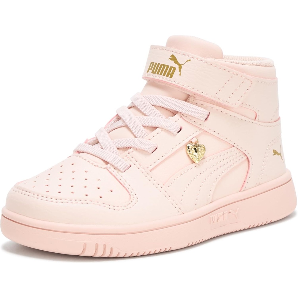 image:imagePUMA Kids Rebound Layup Mid Hook and Loop SneakersIsland PinkGold