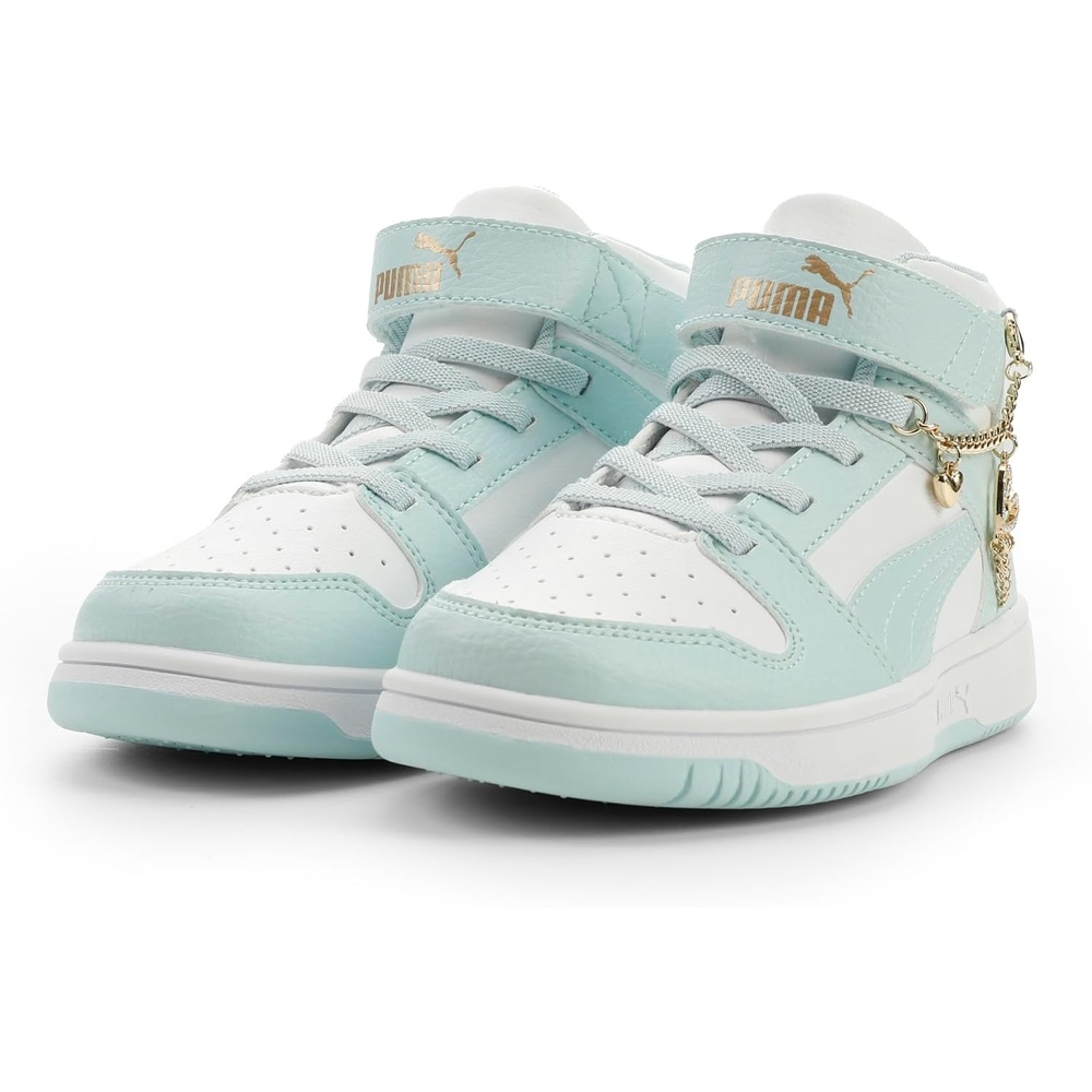 image:imagePUMA Kids Rebound Layup Mid Hook and Loop SneakersPuma Whitefresh Waterpuma Gold