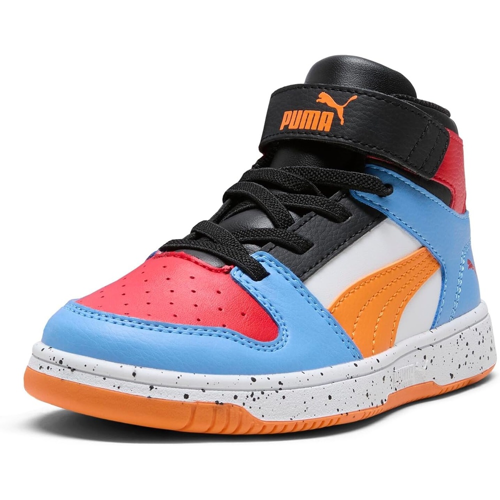 image:imagePUMA Kids Rebound Layup Mid Hook and Loop SneakersWhiterickie Orangeteam Light Blueblack Ss25