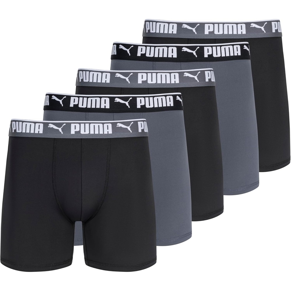 image:imagePUMA Mens 5 Pack Performance Boxer BriefsBlackGrey
