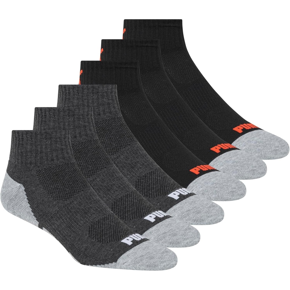 image:imagePUMA Mens 6 Pack Quarter Crew SocksBlackDark Grey