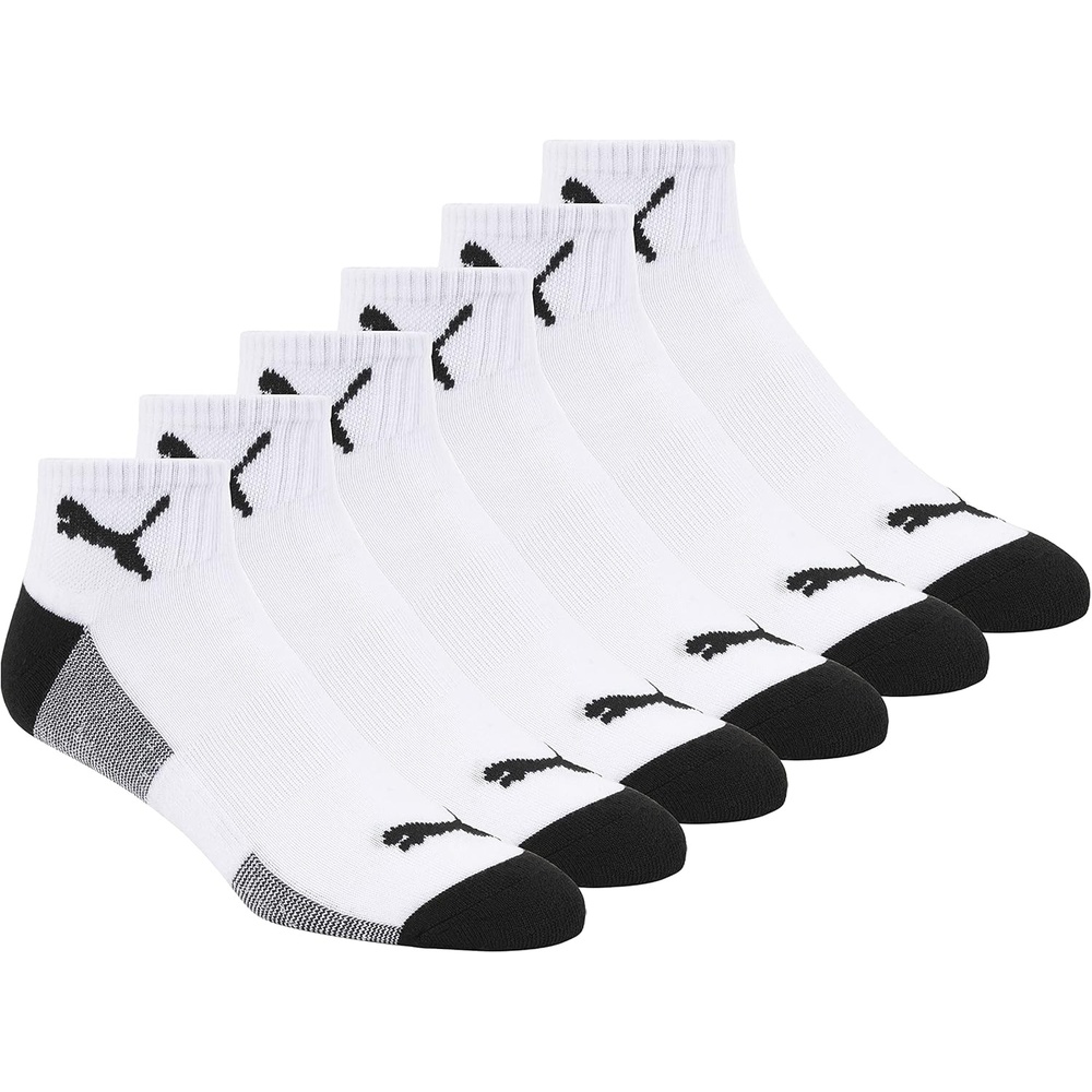 image:imagePUMA Mens 6 Pack Quarter Crew SocksWhiteBlack