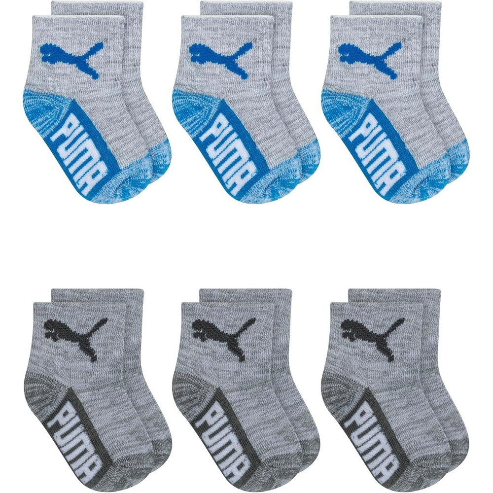 image:imagePUMA Unisex Baby 6pack Infant Anklet Socks Extra Cushion amp ComforttoeGreyBlue