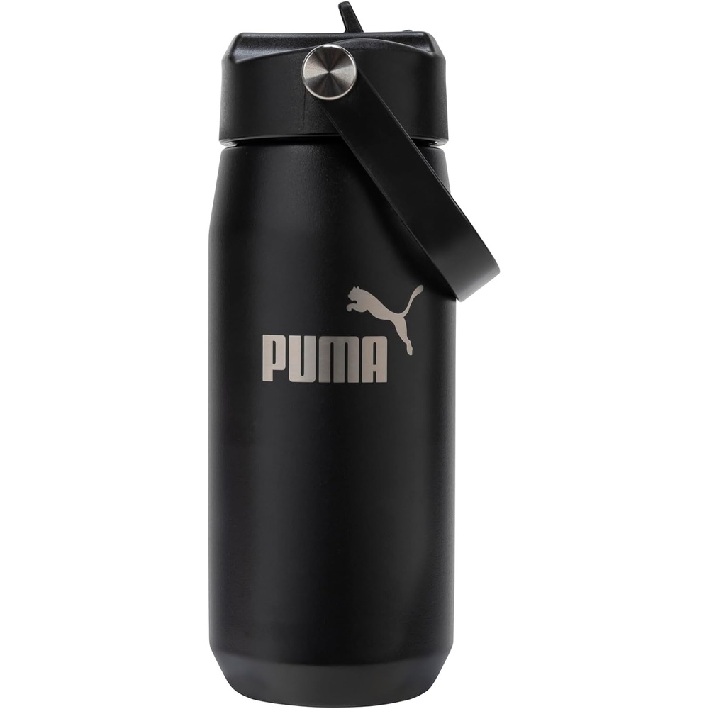 image:imagePUMA unisexadult 18oz Insulated Stainless Steel Water Bottle With Straw amp Carry HandleBlack