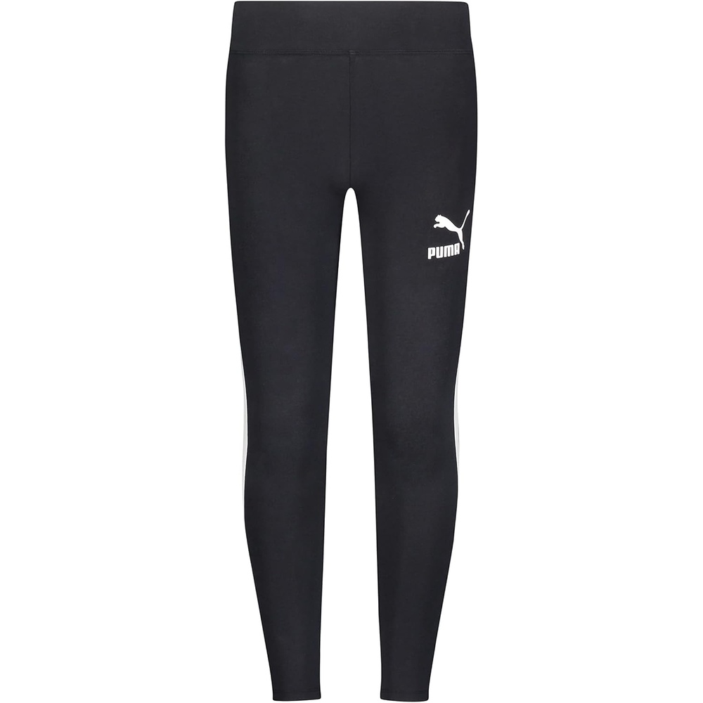 image:imagePuma Girls Core Logo Legging Elastic Waistband Soft amp ComfortableBlackWhite Stripe
