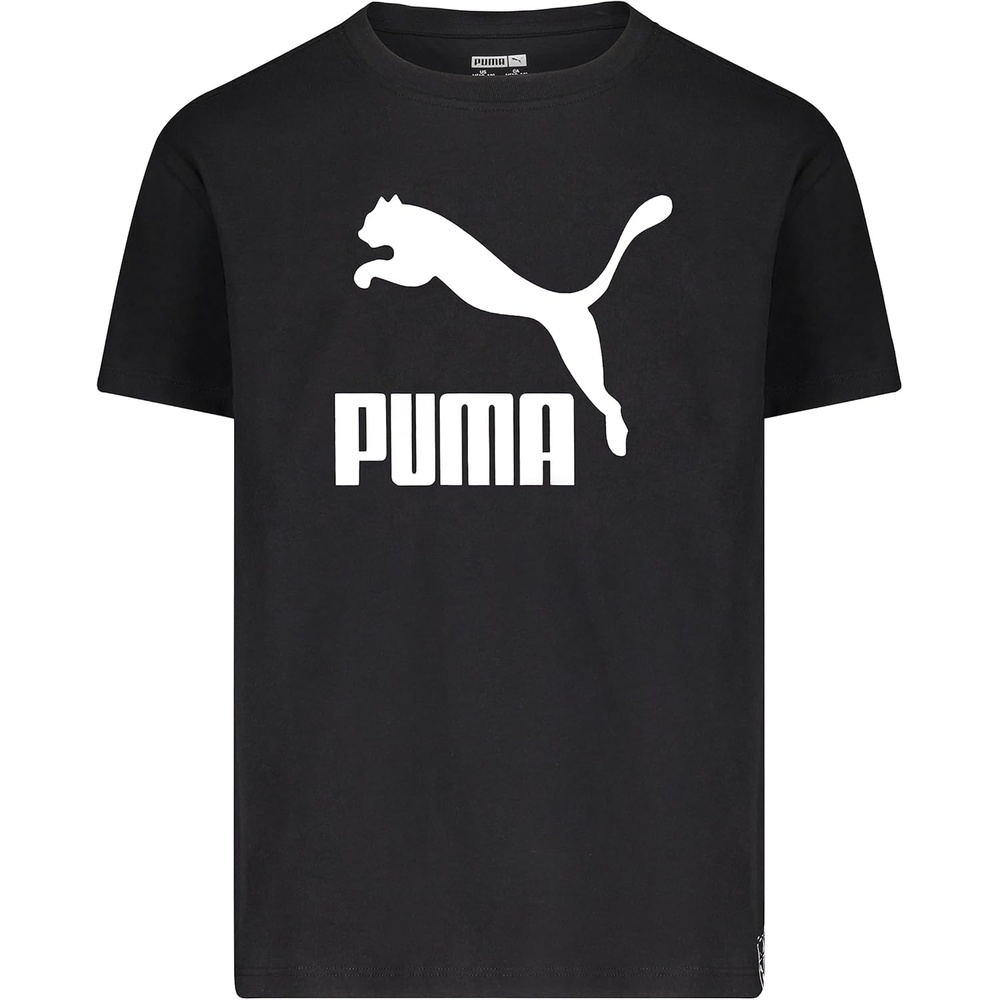 image:imagePuma Girls Core Logo Short Sleeve TShirt Crewneck Soft and LightweightBlackWhite