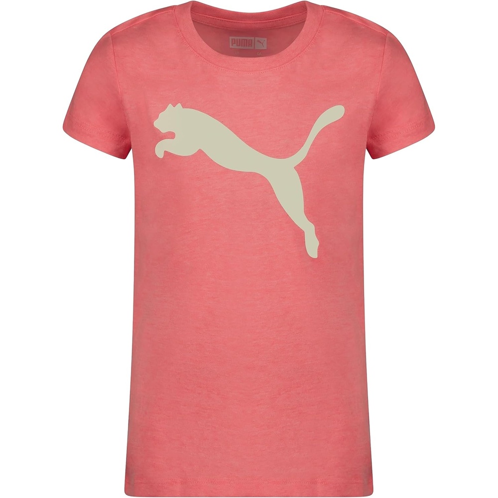 image:imagePuma Girls Core Logo Short Sleeve TShirt Crewneck Soft and LightweightIgnite Pink