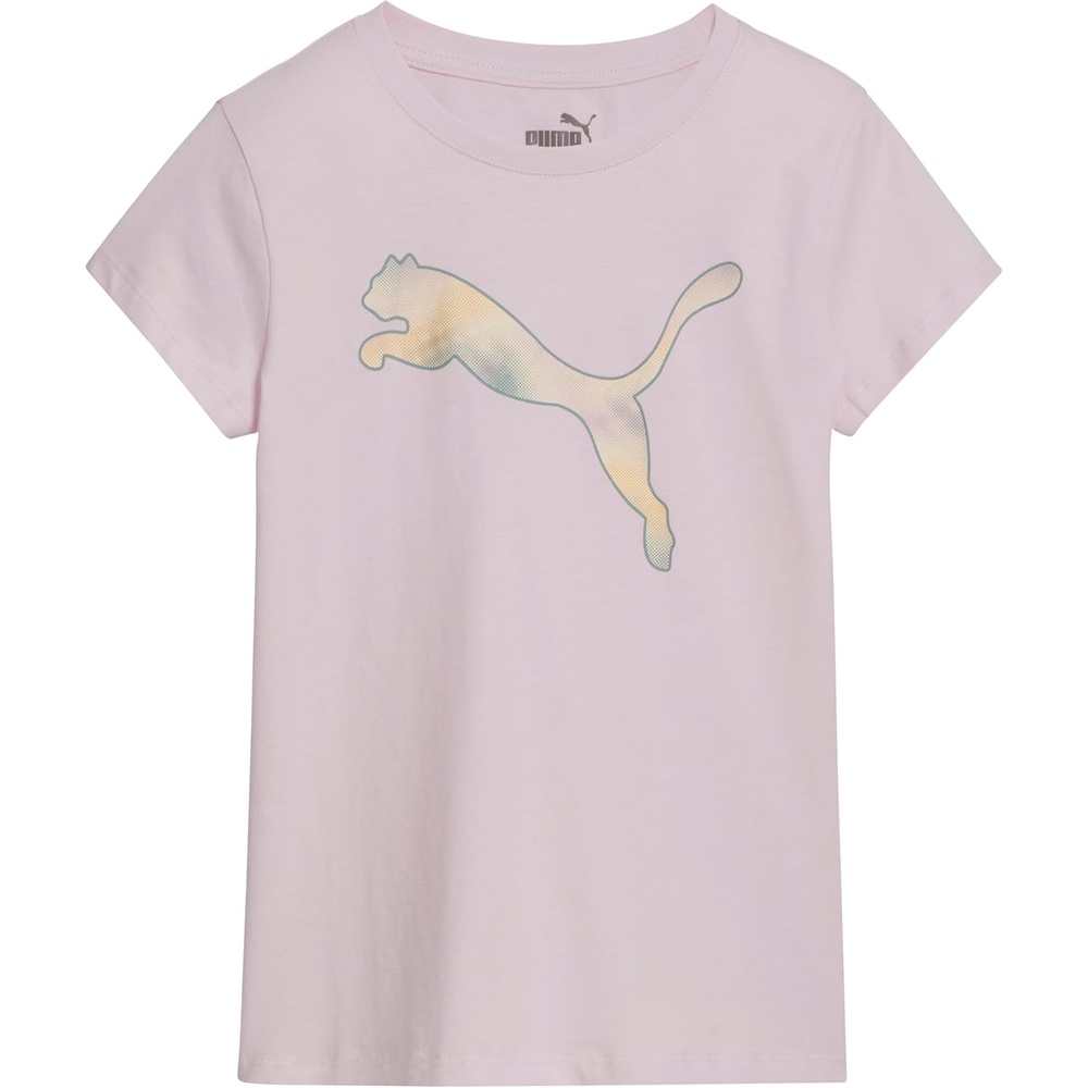 image:imagePuma Girls Core Logo Short Sleeve TShirt Crewneck Soft and LightweightWhisp of Pink