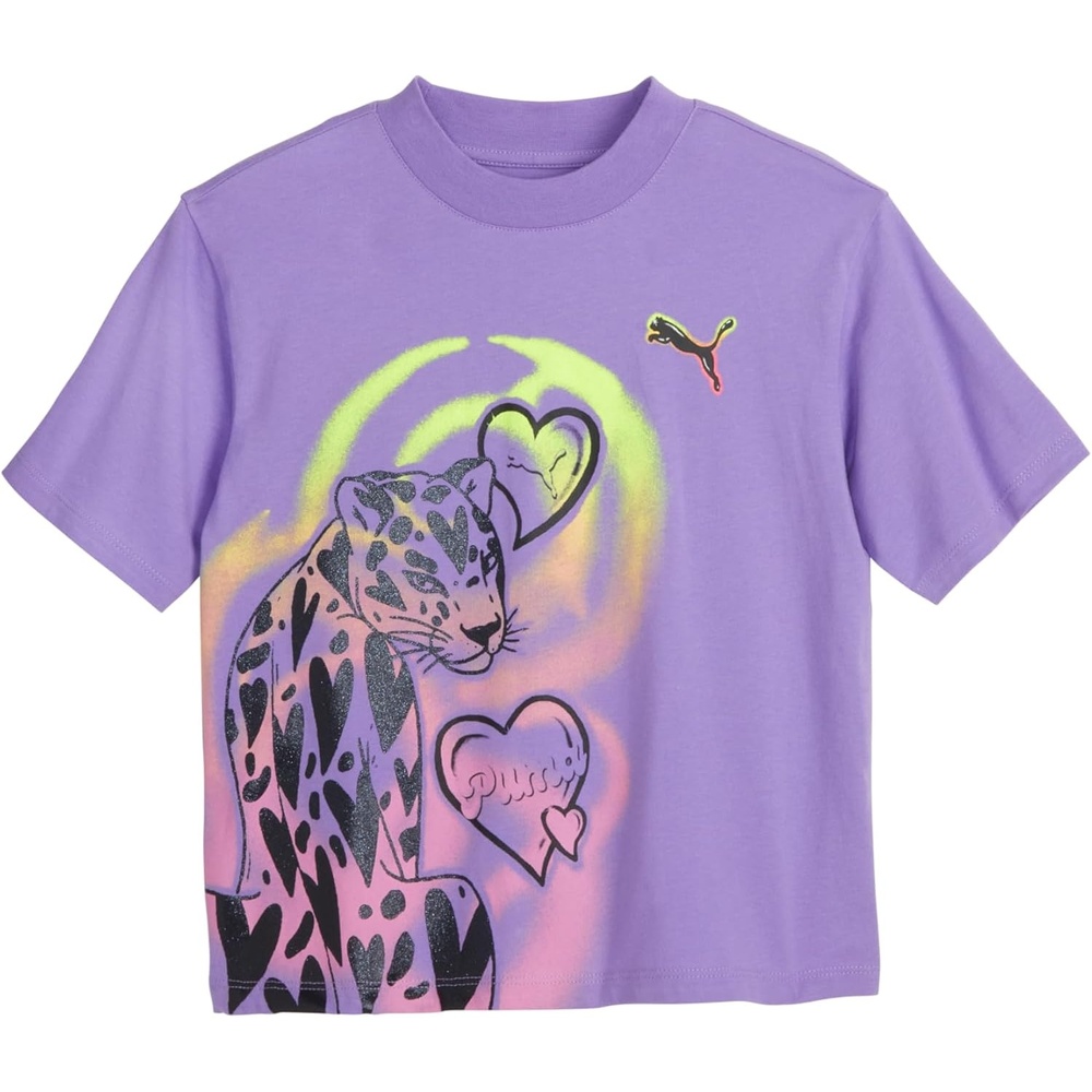 image:imagePuma Girls Short Sleeve TShirt Fashion Prints amp Colors Soft and ComfortableAirbrush Lilac