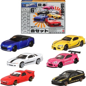 Hot Wheels Car Culture Premium 6-Pack, Set of 6 Die-Cast 1:64 Scale Euro Style Vehicles with Elevated Deco (Styles May Vary)(Japanese 6-Pack)