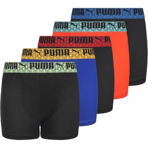 PUMA Boys’ 5 Pack Performance Boxer Briefs(Black/Orange)