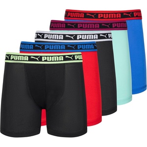PUMA Boys’ 5 Pack Performance Boxer Briefs(Black/Red)
