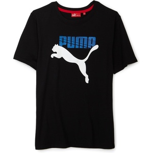 PUMA Boys’ Big Cat Logo T-Shirt(Black/White/Blue)