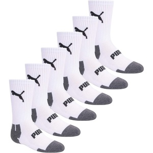 PUMA Boys’ Crew Socks (6-Pack)(White/Multi)
