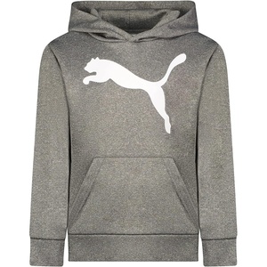PUMA Boys’ Logo Pullover Hoodie, Fleece Sweatshirt, Large Front Pocket(Charcoal Heather)