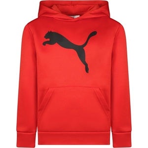 PUMA Boys’ Logo Pullover Hoodie, Fleece Sweatshirt, Large Front Pocket(High Risk Red)