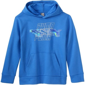PUMA Boys’ Logo Pullover Hoodie, Fleece Sweatshirt, Large Front Pocket(Hyperlink Blue)