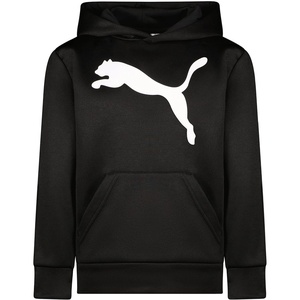 PUMA Boys’ Logo Pullover Hoodie, Fleece Sweatshirt, Large Front Pocket(Puma Black)