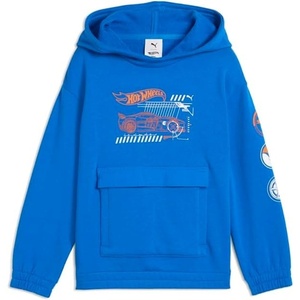 PUMA Boys’ Logo Pullover Hoodie, Fleece Sweatshirt, Large Front Pocket(Team Royal – Hot Wheels)