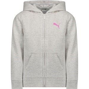 PUMA Girls’ Core Logo Zip Up Hoodie(White Heather)
