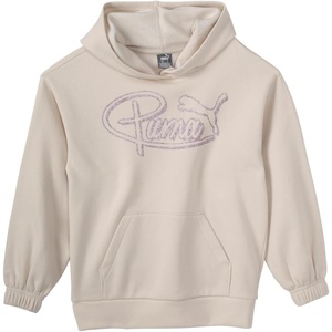 PUMA Girls’ Puma Vibe Pk Ctn Fleece Oversized Pullover Hoodie(Alpine Snow)