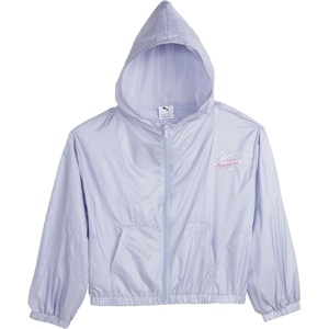 PUMA Girls’ Windbreaker Jacket, Zip Up Closure, Lightweight(Light Blue)