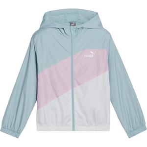 PUMA Girls’ Windbreaker Jacket, Zip Up Closure, Lightweight(Turquoise Aqua)