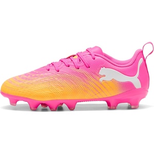 PUMA Kids Boys Future 9 Play FirmArtificial Ground Soccer Cleats – Red(Poison Pink-sun Stream-bright Aqua-puma White)