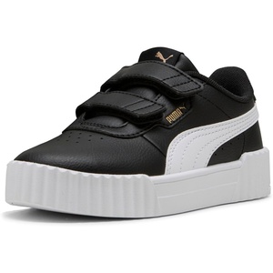 PUMA Kids Girls Carina 3.0 V Sneakers Shoes Casual(Black-white-gold Ah25)