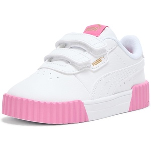 PUMA Kids Girls Carina 3.0 V Sneakers Shoes Casual(White-gold-posie Pink Ah25)