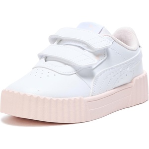 PUMA Kids Girls Carina 3.0 V Sneakers Shoes Casual(White-jasmine Flower Ah25)