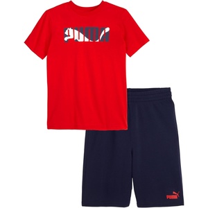 PUMA Kids Graphic T-Shirt & Fleece Short Set (Toddler)(All Time Red)