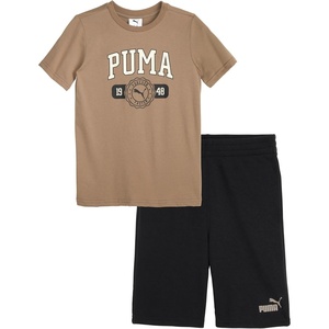 PUMA Kids Graphic T-Shirt & Fleece Short Set (Toddler)(Taupe)