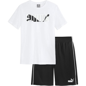 PUMA Kids Graphic T-Shirt & Fleece Short Set (Toddler)(White Traditional)
