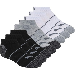 PUMA Kids’ Low Cut Extra Cushion & Arch Support Socks (8-Pack)(Grey/Black)