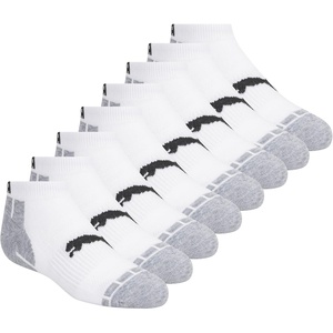 PUMA Kids’ Low Cut Extra Cushion & Arch Support Socks (8-Pack)(White)