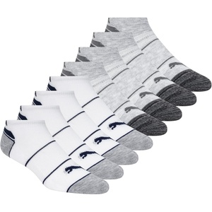 PUMA Kids’ Low Cut Extra Cushion & Arch Support Socks (8-Pack)(White/Blue)