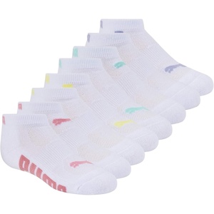 PUMA Kids’ Low Cut Extra Cushion & Arch Support Socks (8-Pack)(White/Bright)