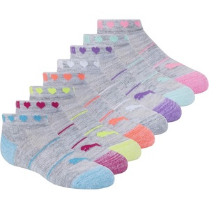PUMA Kids’ Low Cut Extra Cushion & Arch Support Socks (8-Pack)(White/Green)