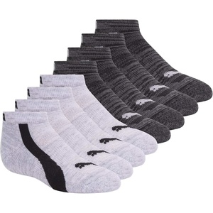 PUMA Kids’ Low Cut Extra Cushion & Arch Support Socks (8-Pack)(White/Grey)