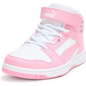 PUMA Kids’ Rebound Layup Mid Hook and Loop Sneakers(Pink Lilac/Puma White)