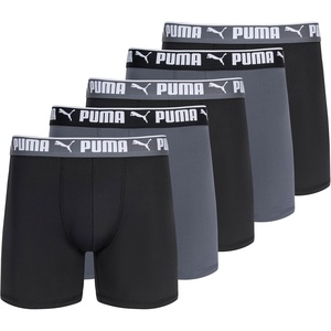 PUMA Men’s 5 Pack Performance Boxer Briefs(Black/Grey)