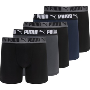 PUMA Men’s 5 Pack Performance Boxer Briefs(Black/Grey/Navy)