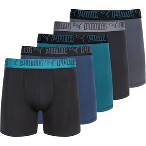 PUMA Men’s 5 Pack Performance Boxer Briefs(Blue/Green/Black)