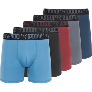 PUMA Men’s 5 Pack Performance Boxer Briefs(Blue/Pink/Black)