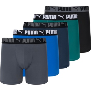 PUMA Men’s 5 Pack Performance Boxer Briefs(Grey/Blue/Green)