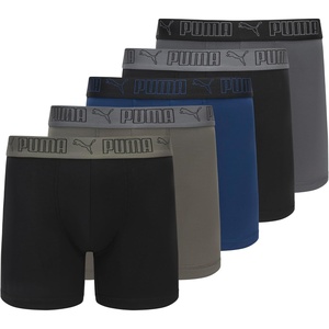 PUMA Men’s 5 Pack Performance Boxer Briefs(Olive/Black/Blue/Grey)
